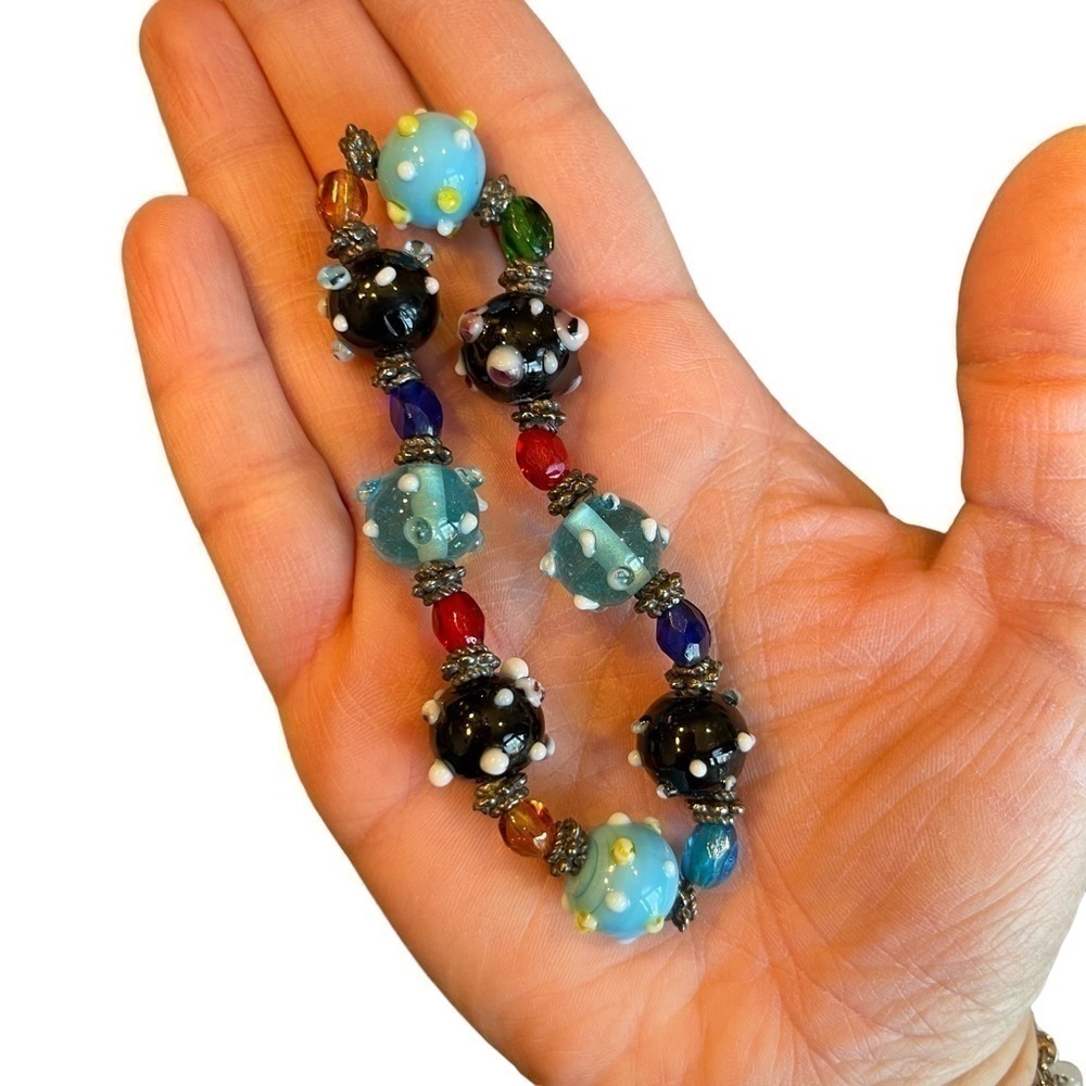 Lampwork beads bracelet, glass, colourful, unique. - Picture 3 of 7